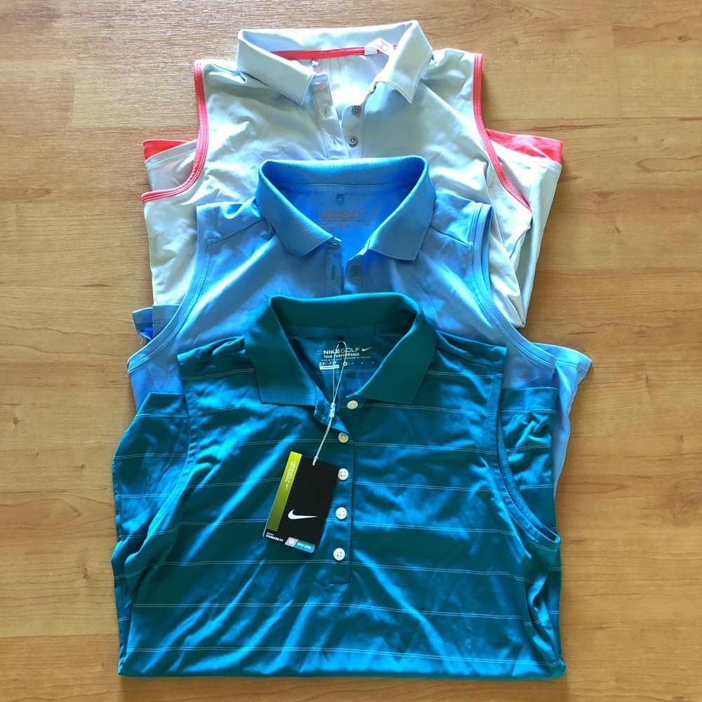 Lots of 3 Nike / Adidas no sleeve Golf polo shirts